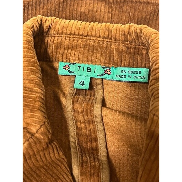 Tibi Women's Brown Corduroy Blazer Size 4 Elbow Patches Slim Fit Casual Jacket - Picture 3 of 4